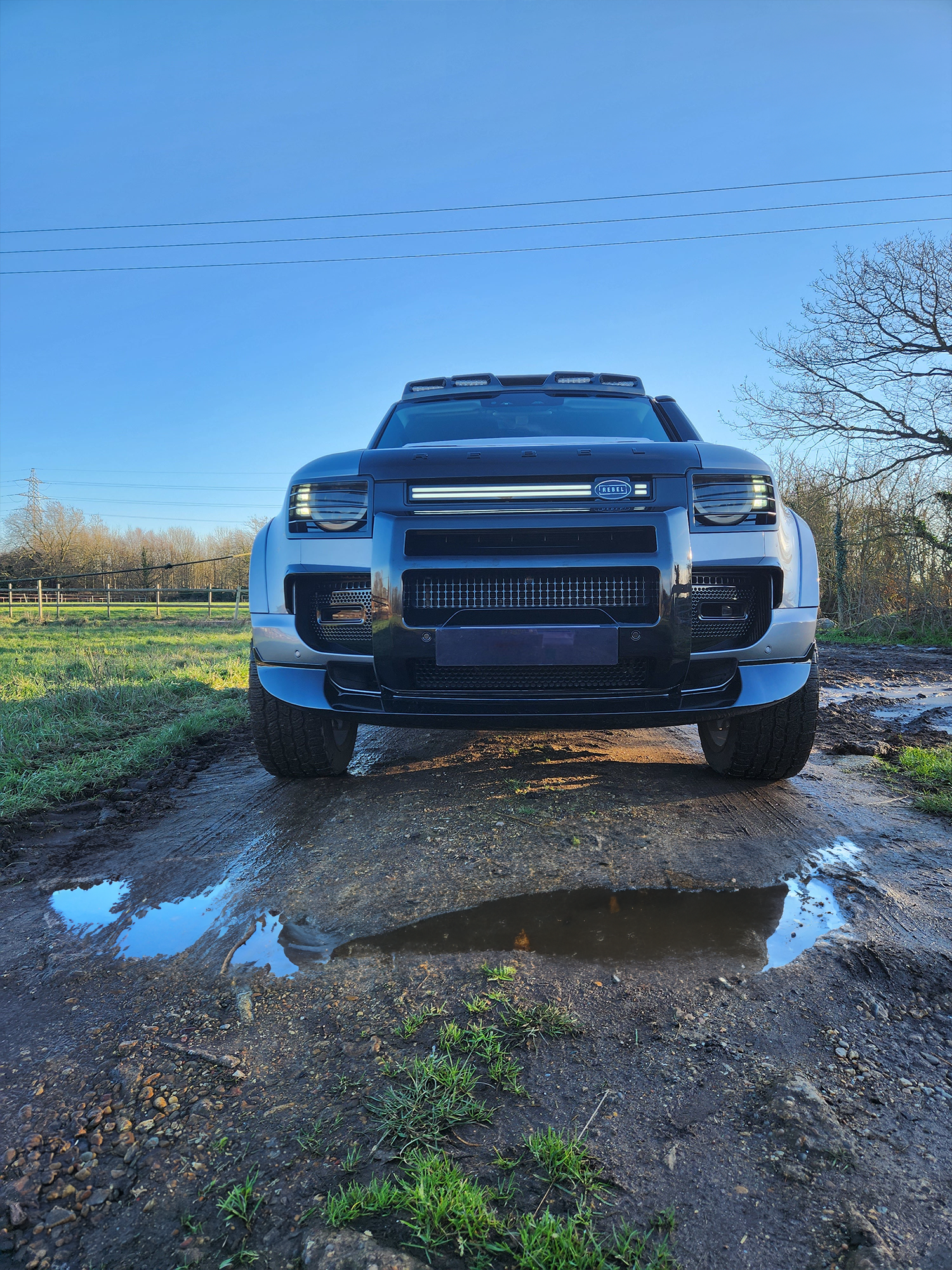 Defender L663 Front Grille LED Dynamic Light - Gloss Black Casing Position 3